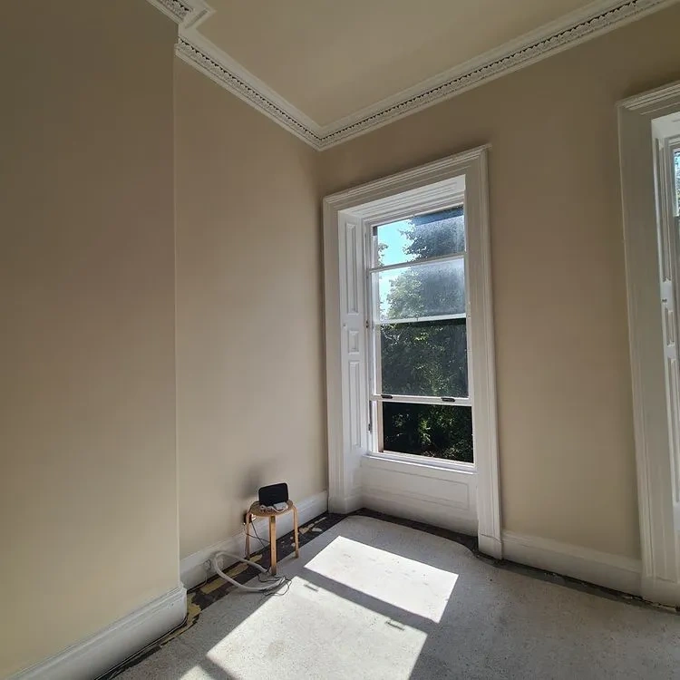 Room remodel with beigt Parchment Tikkurila color