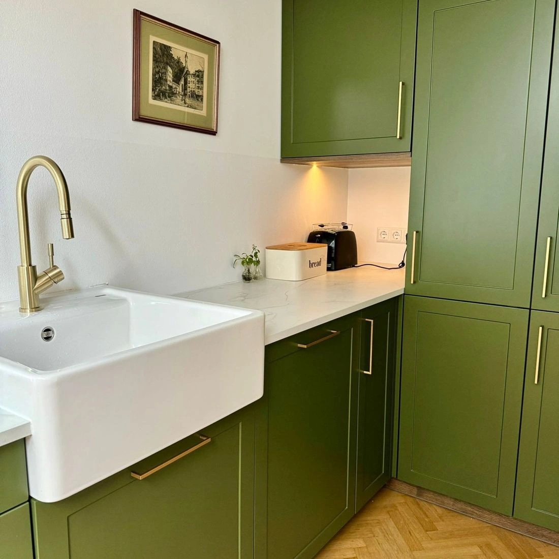  Olive green keittiön kaapit sävy