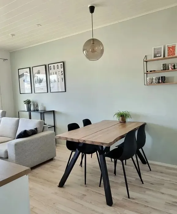 Light grey dining room interior Tikkurila Sea Smoke Merisavu