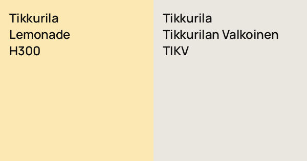 Tikkurila Lemonade H300 vs. Tikkurila Tikkurilan Valkoinen TIKV | Maaliväri