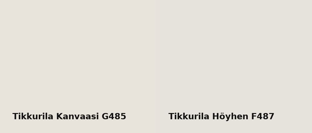Tikkurila Kanvaasi G485 vs Tikkurila Höyhen F487