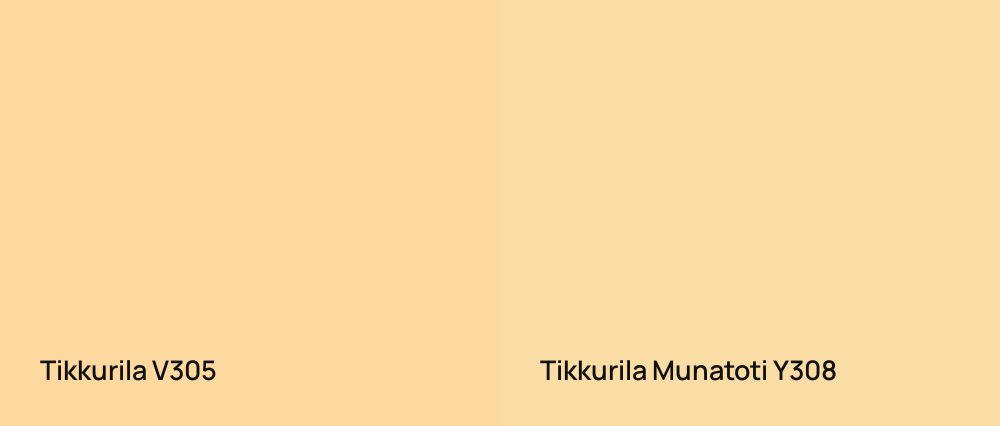 Tikkurila  V305 vs Tikkurila Munatoti Y308