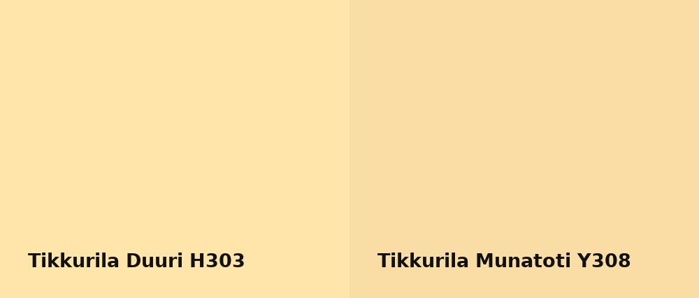 Tikkurila Duuri H303 vs Tikkurila Munatoti Y308