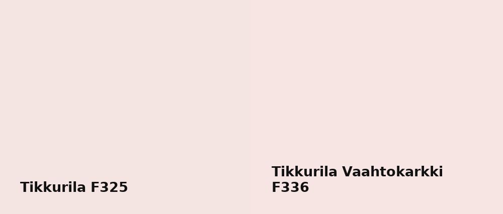 Tikkurila  F325 vs Tikkurila Vaahtokarkki F336