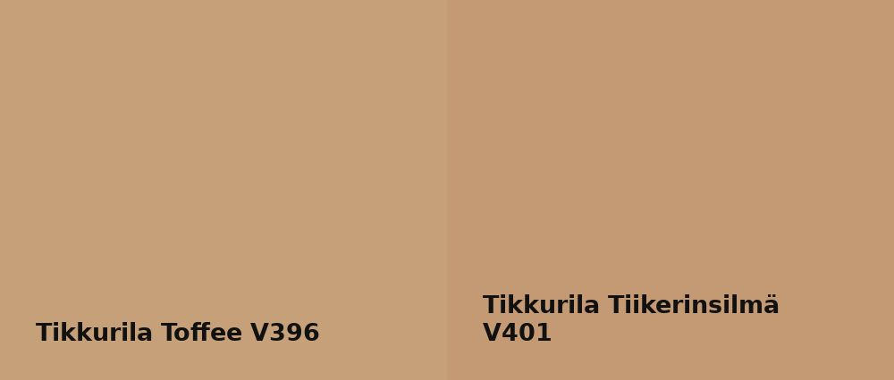 Tikkurila Toffee V396 vs Tikkurila Tiikerinsilmä V401