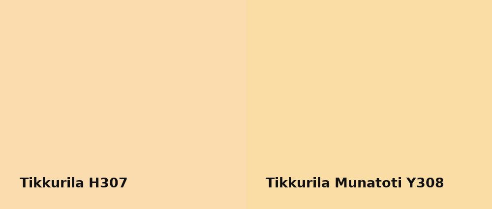 Tikkurila  H307 vs Tikkurila Munatoti Y308