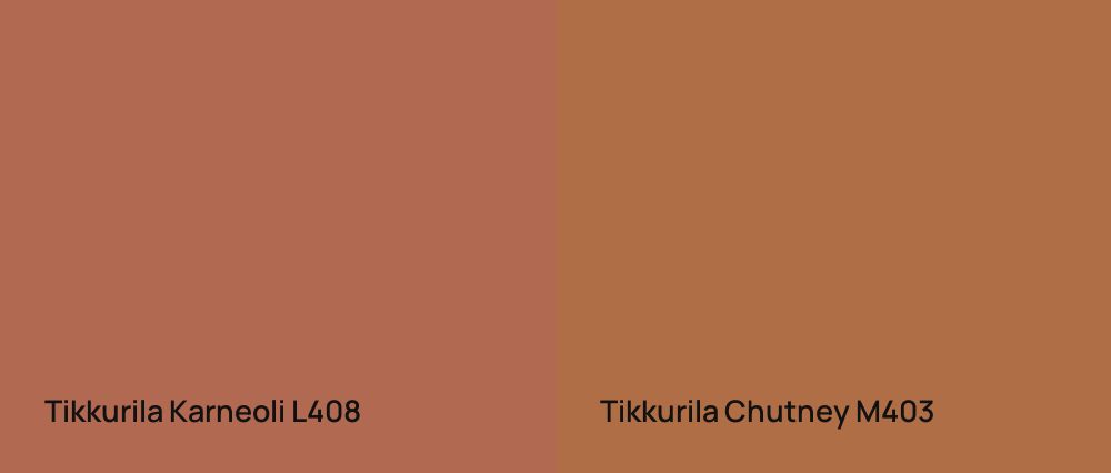 Tikkurila Karneoli L408 vs Tikkurila Chutney M403