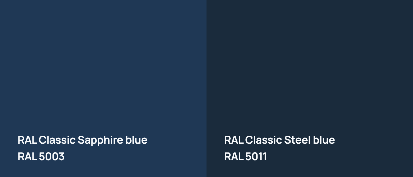 RAL Classic  Sapphire blue RAL 5003 vs RAL Classic  Steel blue RAL 5011