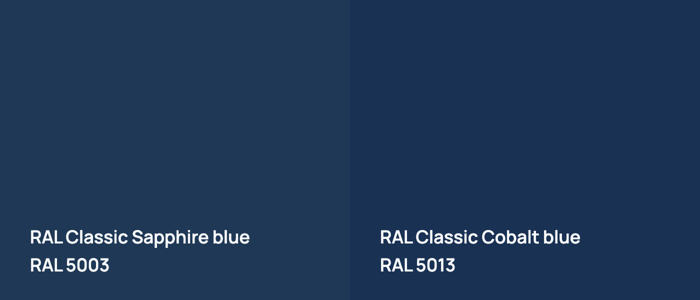 RAL Classic  Sapphire blue RAL 5003 vs RAL Classic  Cobalt blue RAL 5013