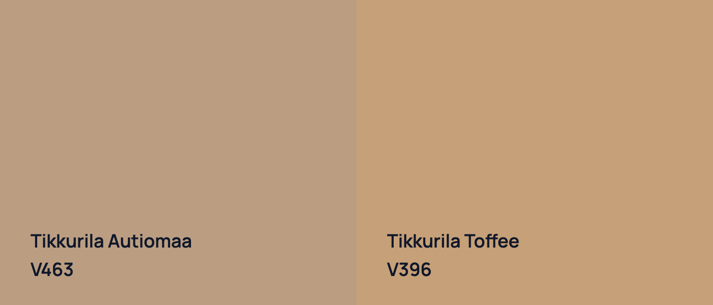 Tikkurila Autiomaa V463 vs Tikkurila Toffee V396