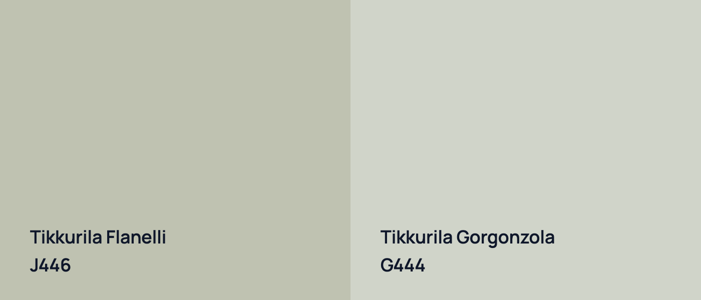 Tikkurila Flanelli J446 vs Tikkurila Gorgonzola G444