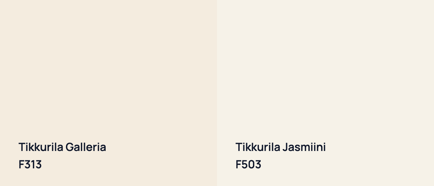 Tikkurila Galleria F313 vs Tikkurila Jasmiini F503