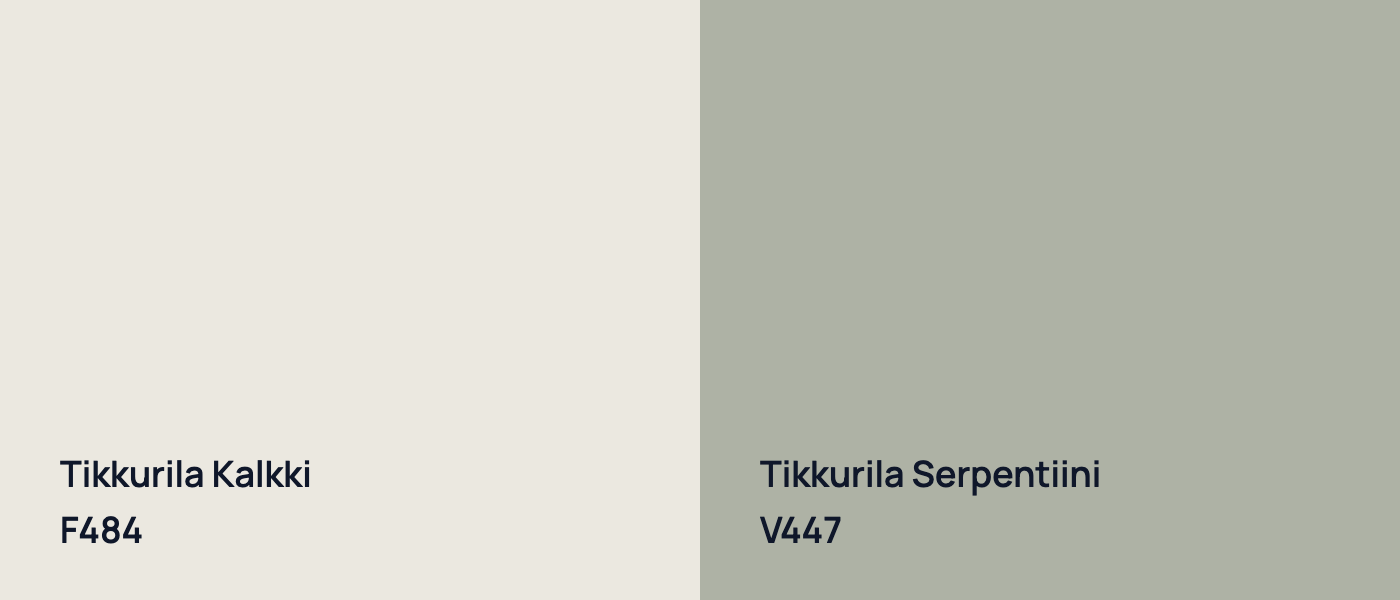 Tikkurila Kalkki F484 vs Tikkurila Serpentiini V447