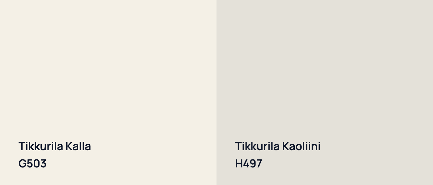 Tikkurila Kalla G503 vs Tikkurila Kaoliini H497