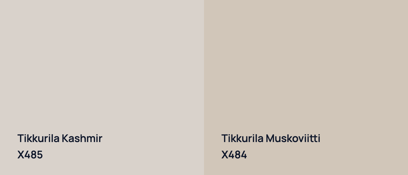 Tikkurila Kashmir X485 vs Tikkurila Muskoviitti X484