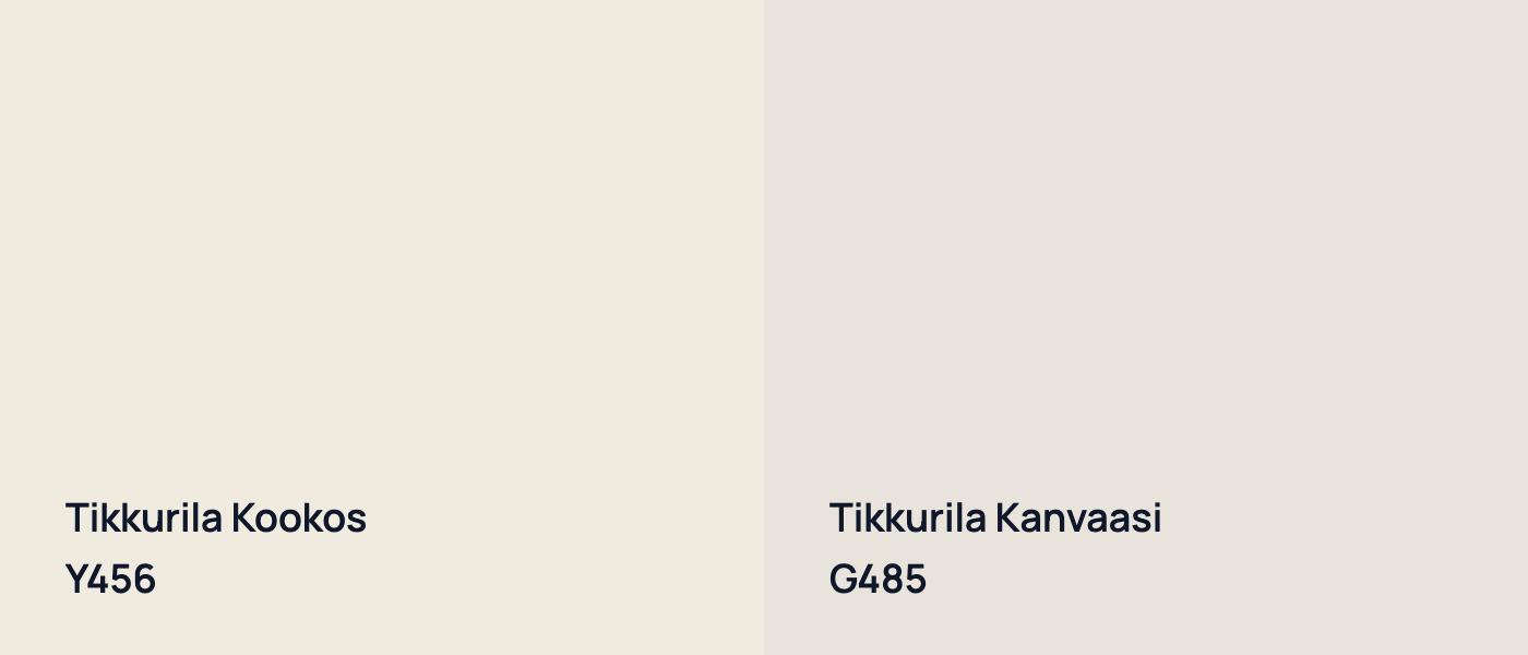 Tikkurila Kookos Y456 vs Tikkurila Kanvaasi G485