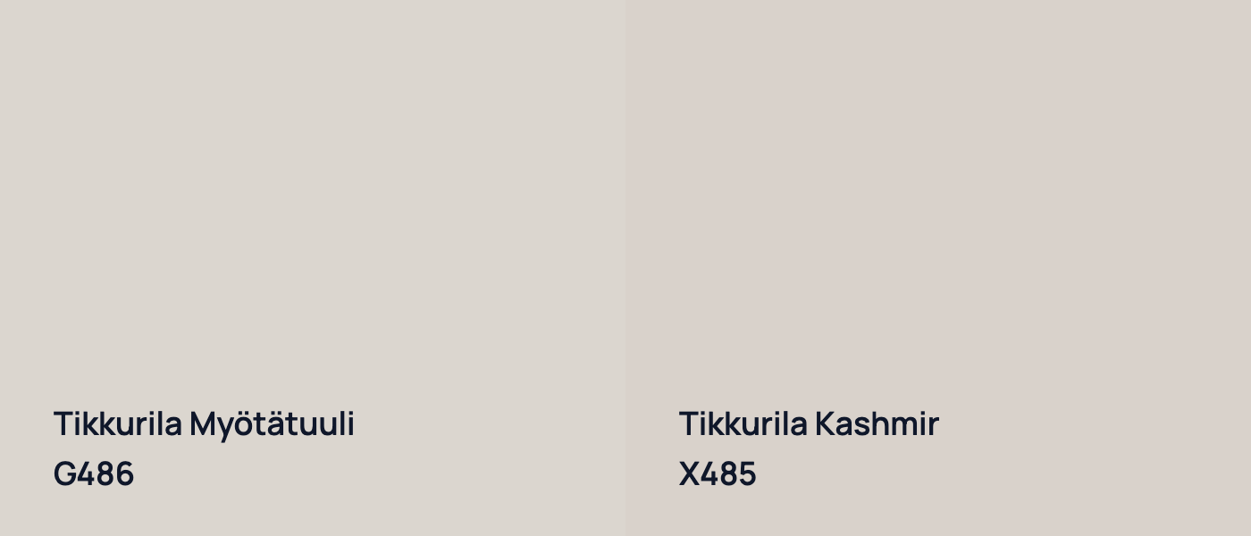 Tikkurila Myötätuuli G486 vs Tikkurila Kashmir X485