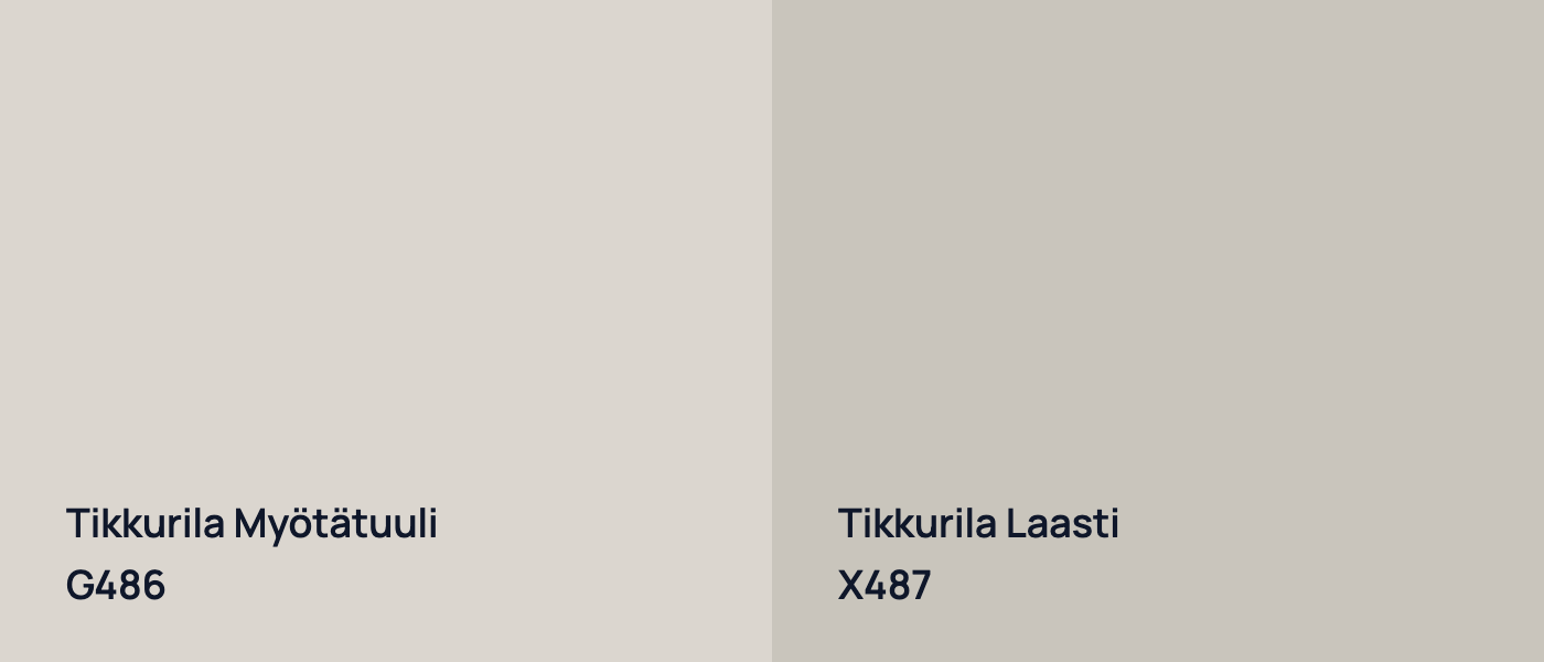 Tikkurila Myötätuuli G486 vs Tikkurila Laasti X487