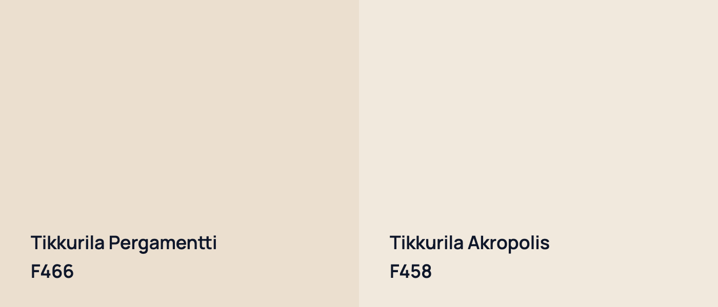 Tikkurila Pergamentti F466 vs Tikkurila Akropolis F458