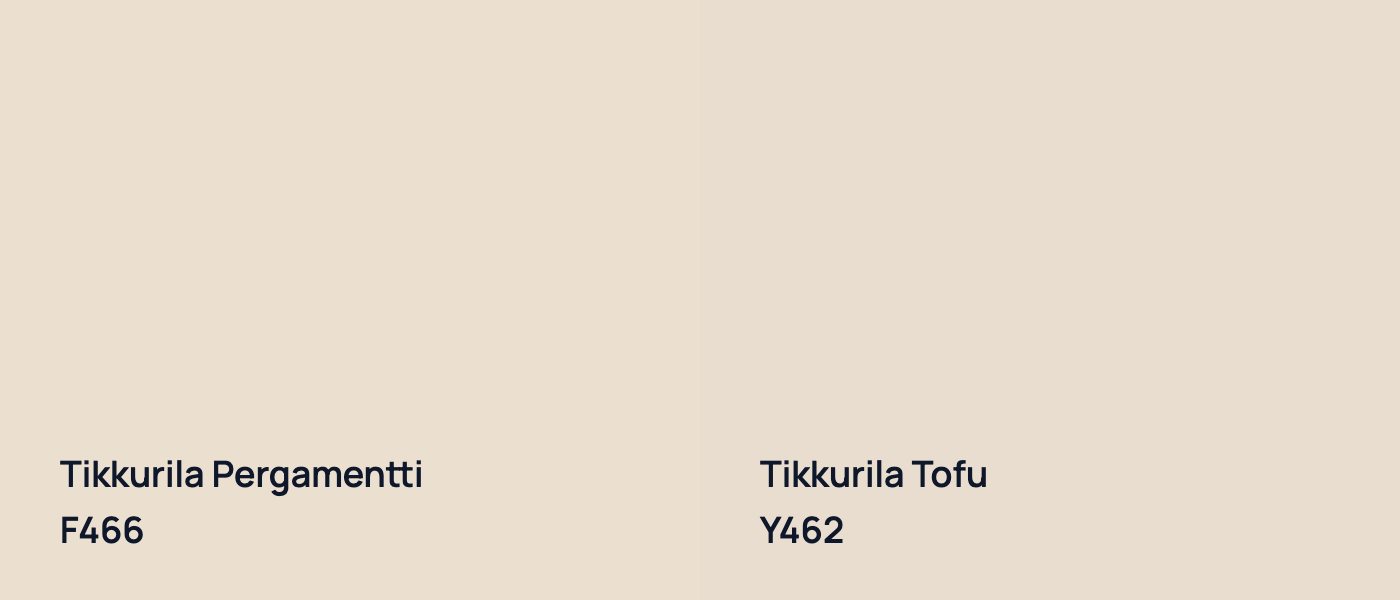 Tikkurila Pergamentti F466 vs Tikkurila Tofu Y462