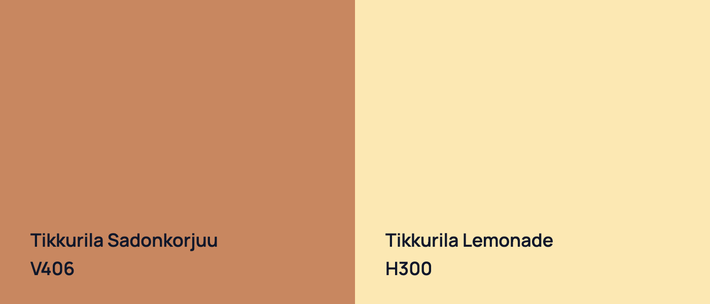 Tikkurila Sadonkorjuu V406 vs Tikkurila Lemonade H300