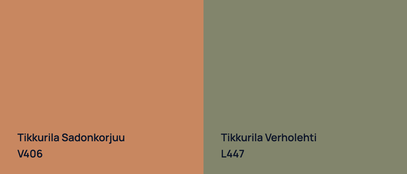 Tikkurila Sadonkorjuu V406 vs Tikkurila Verholehti L447