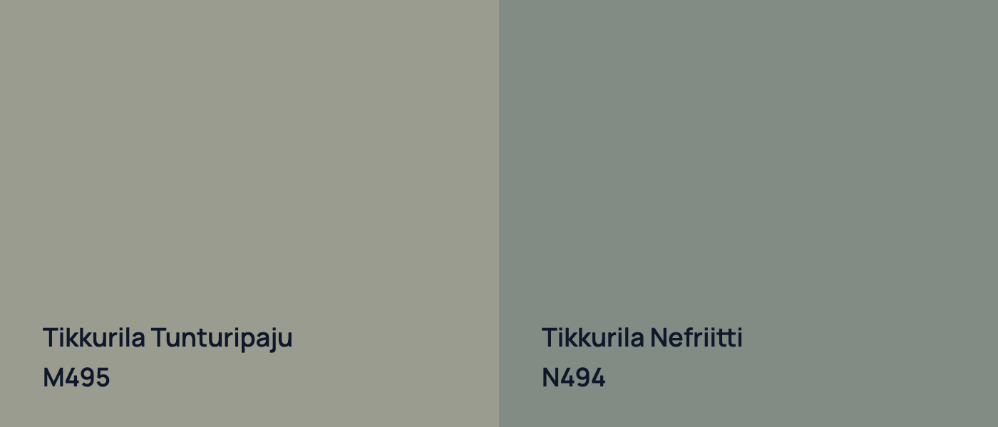 Tikkurila Tunturipaju M495 vs Tikkurila Nefriitti N494