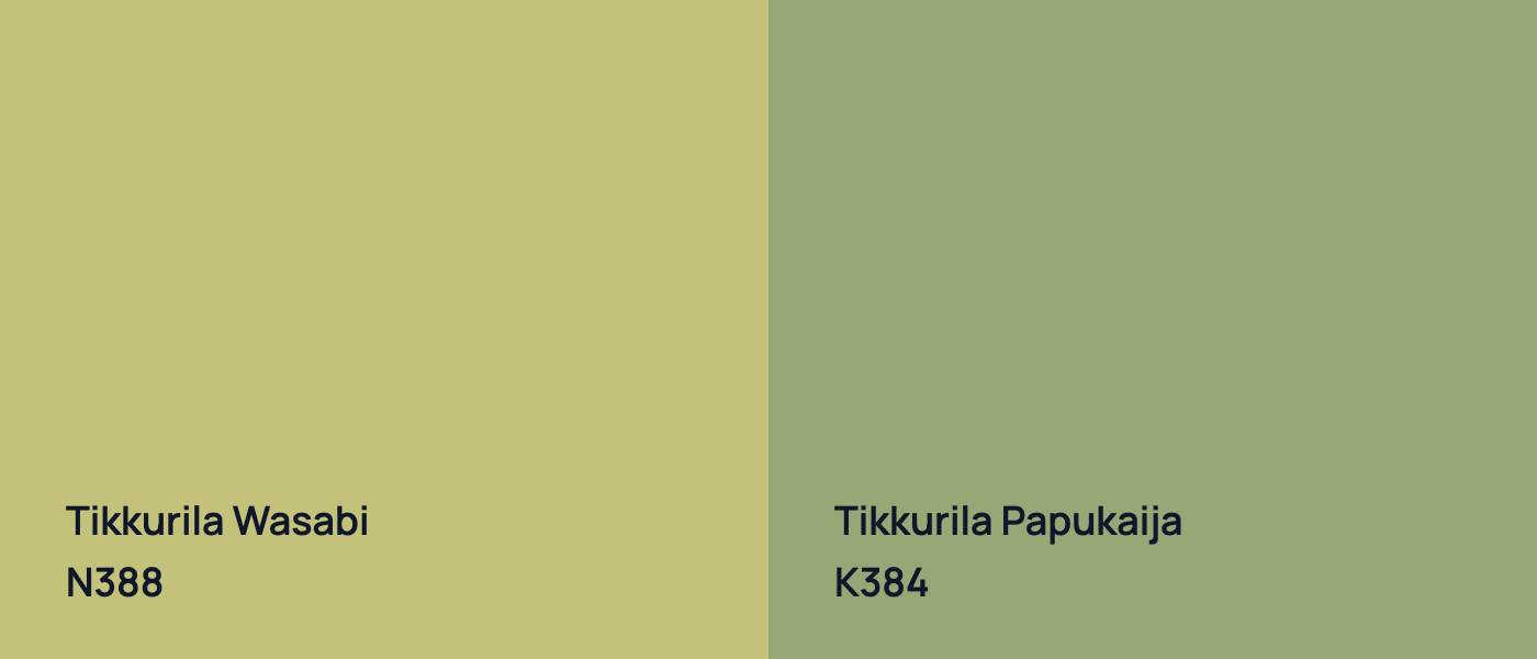 Tikkurila Wasabi N388 vs Tikkurila Papukaija K384