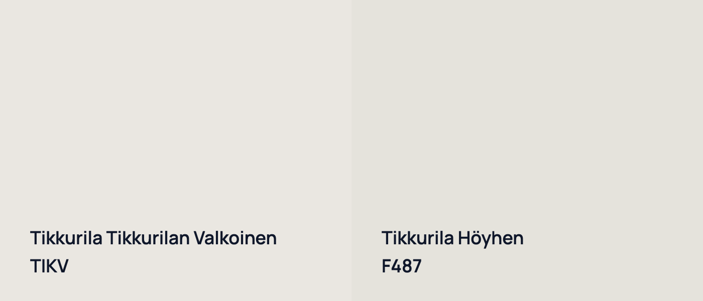 Tikkurila Tikkurilan Valkoinen TIKV vs Tikkurila Höyhen F487