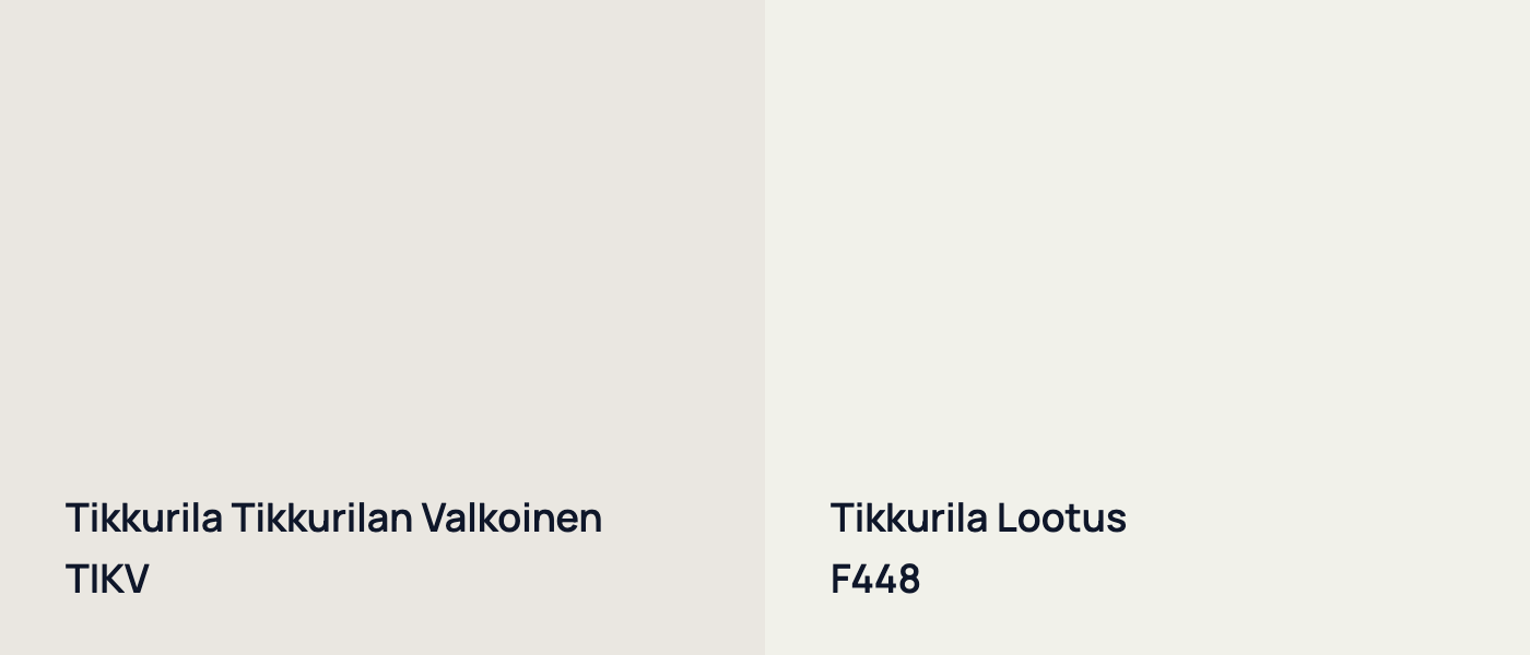 Tikkurila Tikkurilan Valkoinen TIKV vs Tikkurila Lootus F448